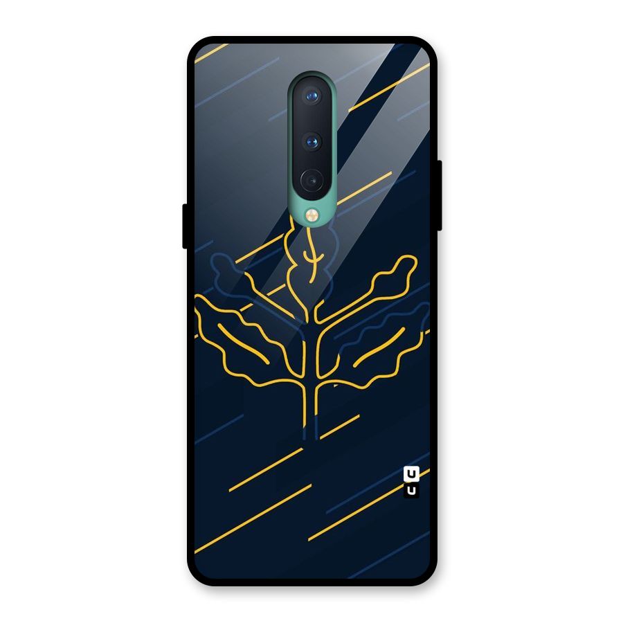 Yellow Leaf Line Glass Back Case for OnePlus 8