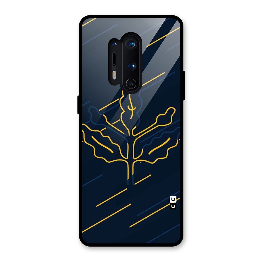 Yellow Leaf Line Glass Back Case for OnePlus 8 Pro