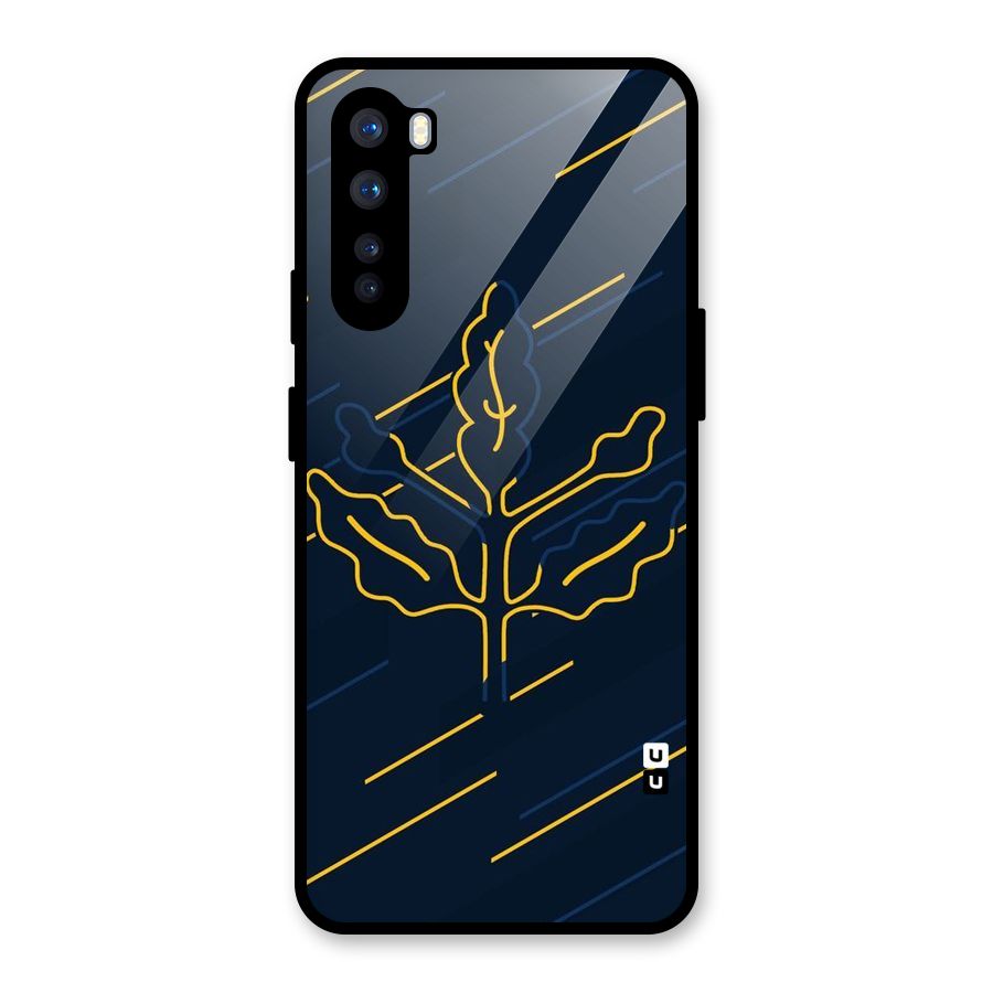 Yellow Leaf Line Glass Back Case for OnePlus Nord