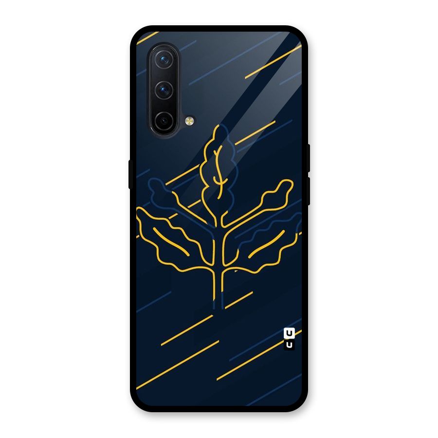 Yellow Leaf Line Glass Back Case for OnePlus Nord CE 5G