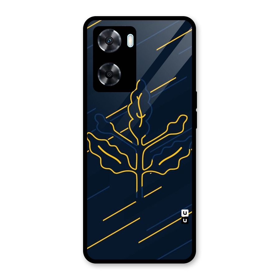Yellow Leaf Line Glass Back Case for Oppo A77