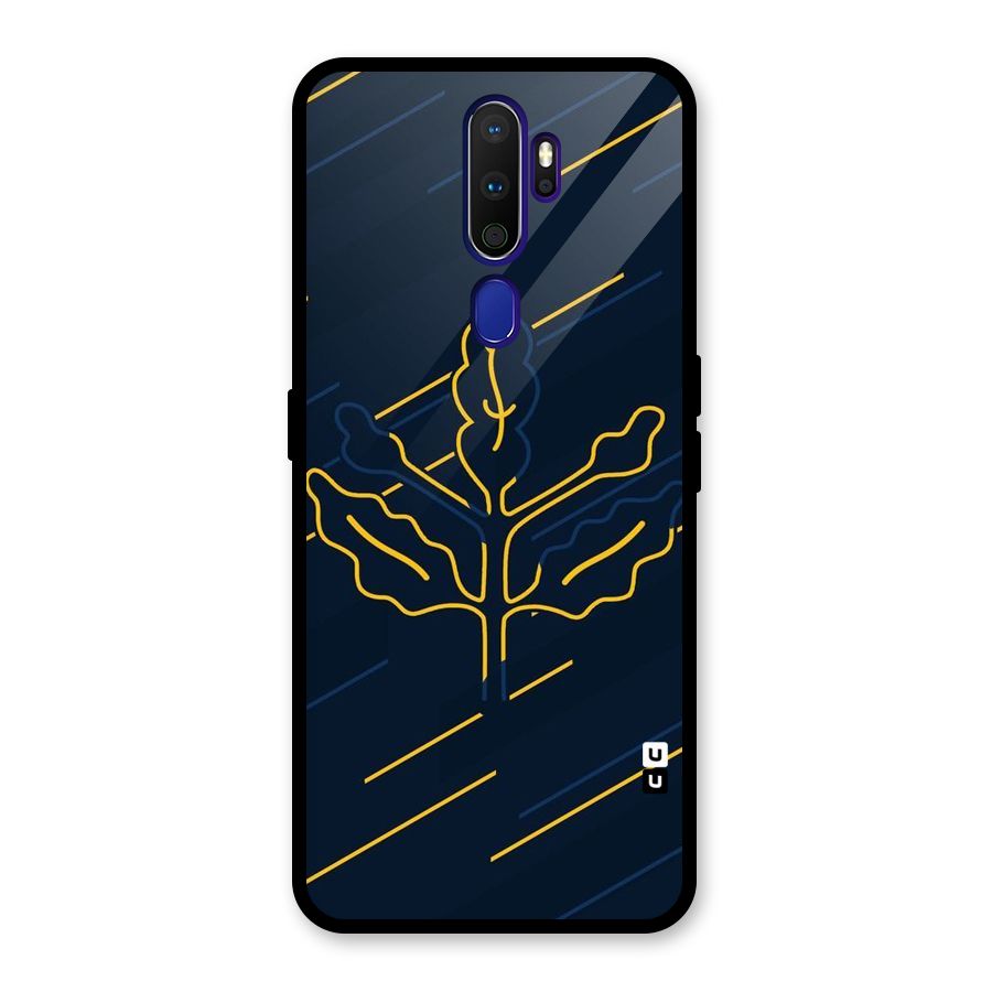 Yellow Leaf Line Glass Back Case for Oppo A9 (2020)