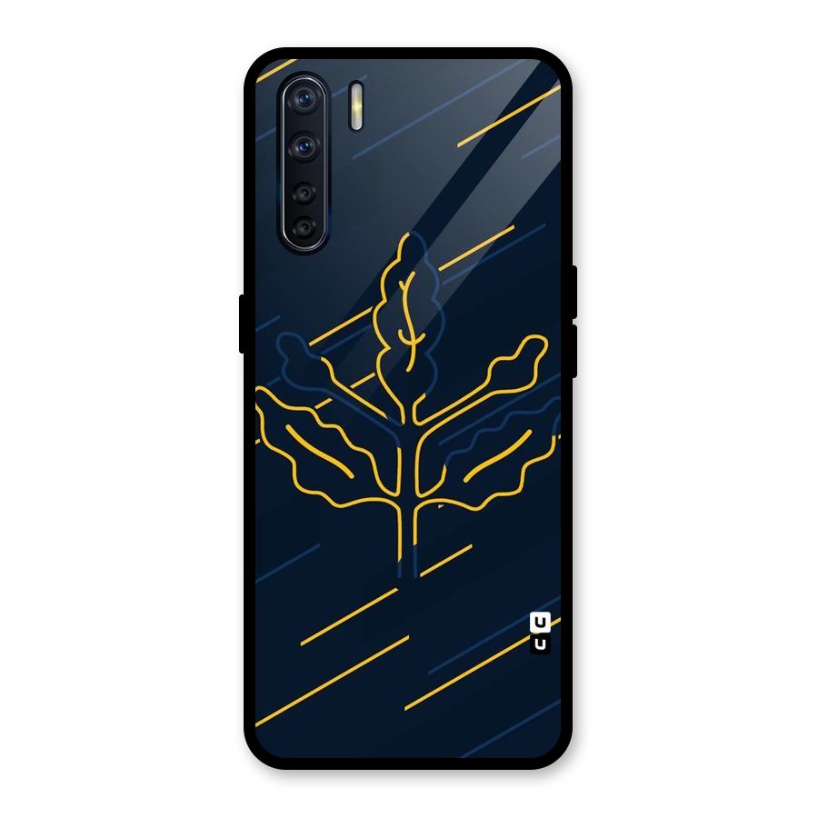 Yellow Leaf Line Glass Back Case for Oppo F15