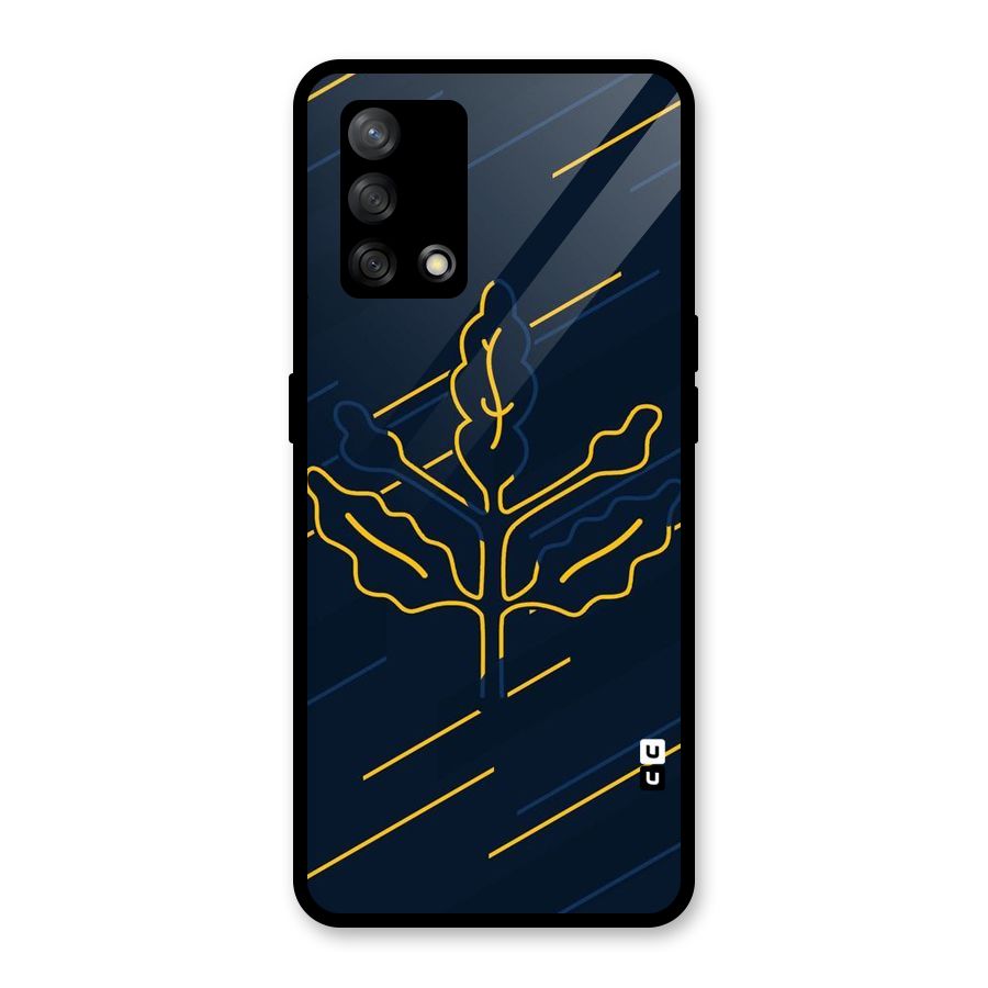 Yellow Leaf Line Glass Back Case for Oppo F19
