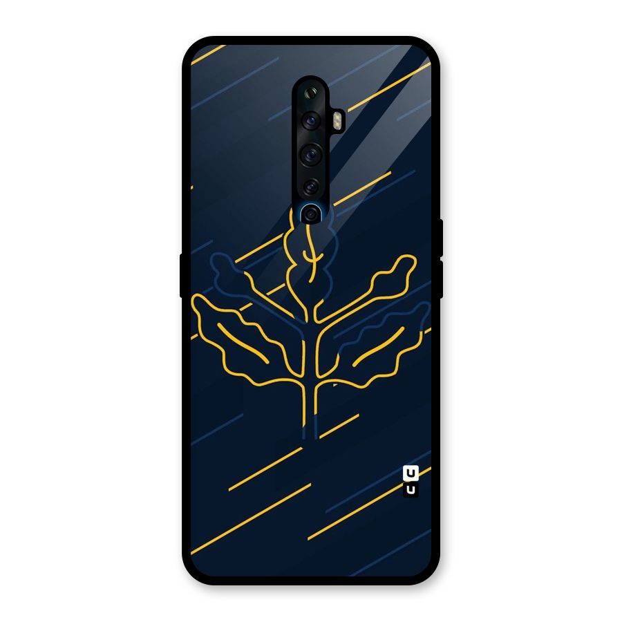 Yellow Leaf Line Glass Back Case for Oppo Reno2 Z