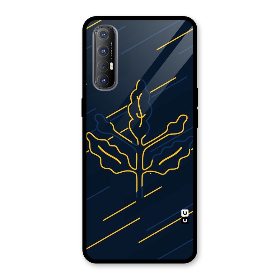 Yellow Leaf Line Glass Back Case for Oppo Reno3 Pro