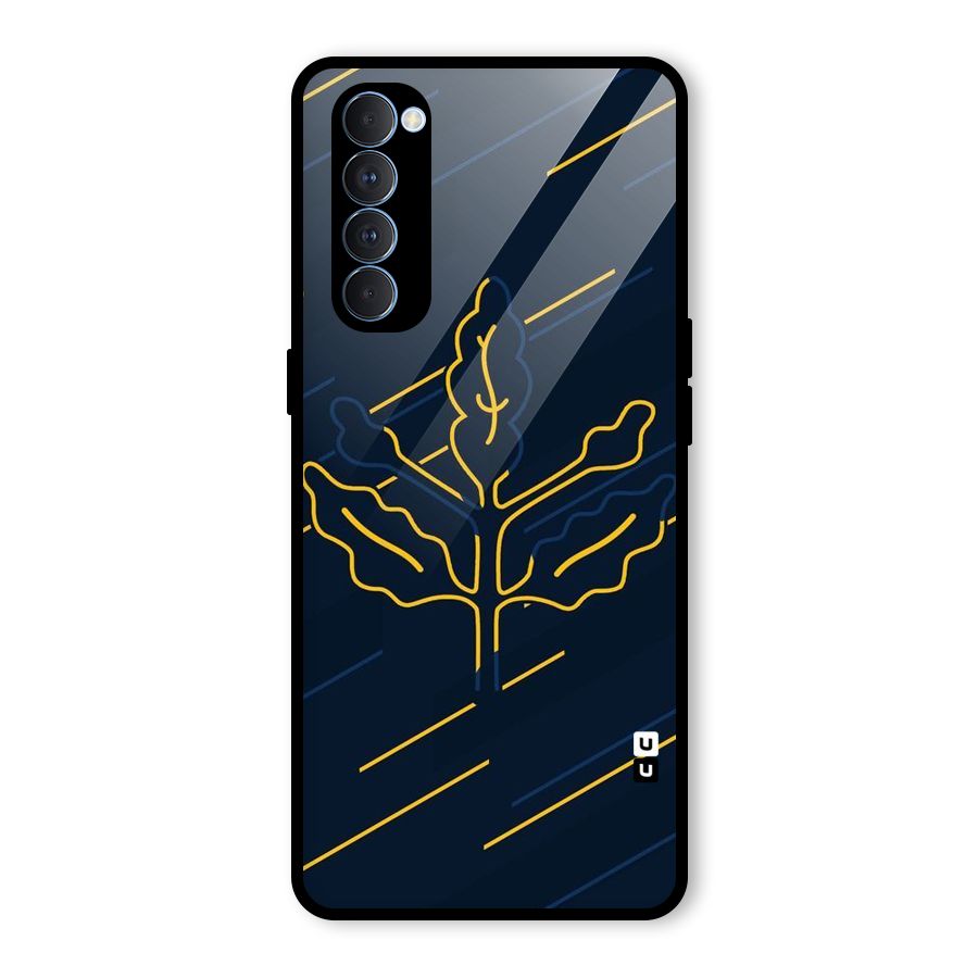 Yellow Leaf Line Glass Back Case for Oppo Reno4 Pro