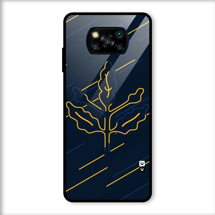 Yellow Leaf Line Glass Back Case for Poco X3
