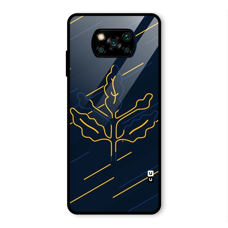 Yellow Leaf Line Glass Back Case for Poco X3 Pro