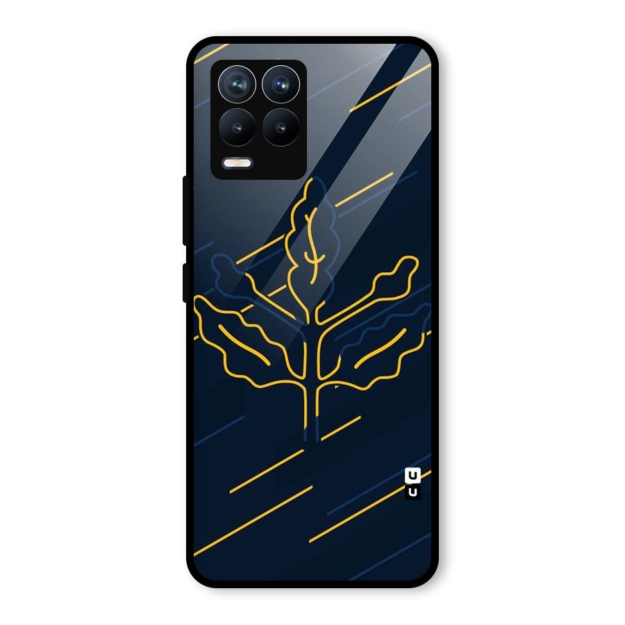 Yellow Leaf Line Glass Back Case for Realme 8 Pro
