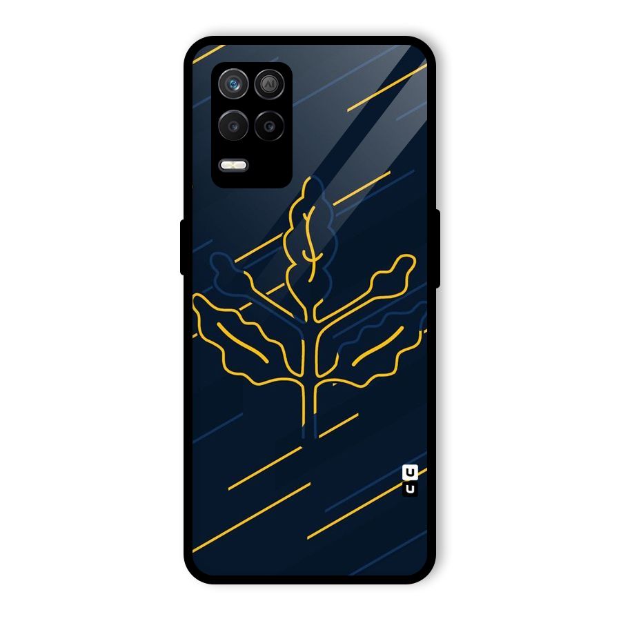 Yellow Leaf Line Glass Back Case for Realme 9 5G