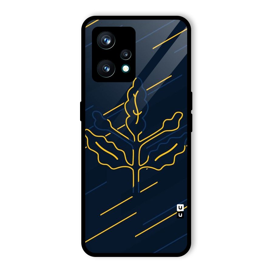 Yellow Leaf Line Glass Back Case for Realme 9 Pro Plus 5G