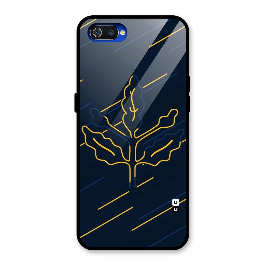 Yellow Leaf Line Glass Back Case for Realme C2