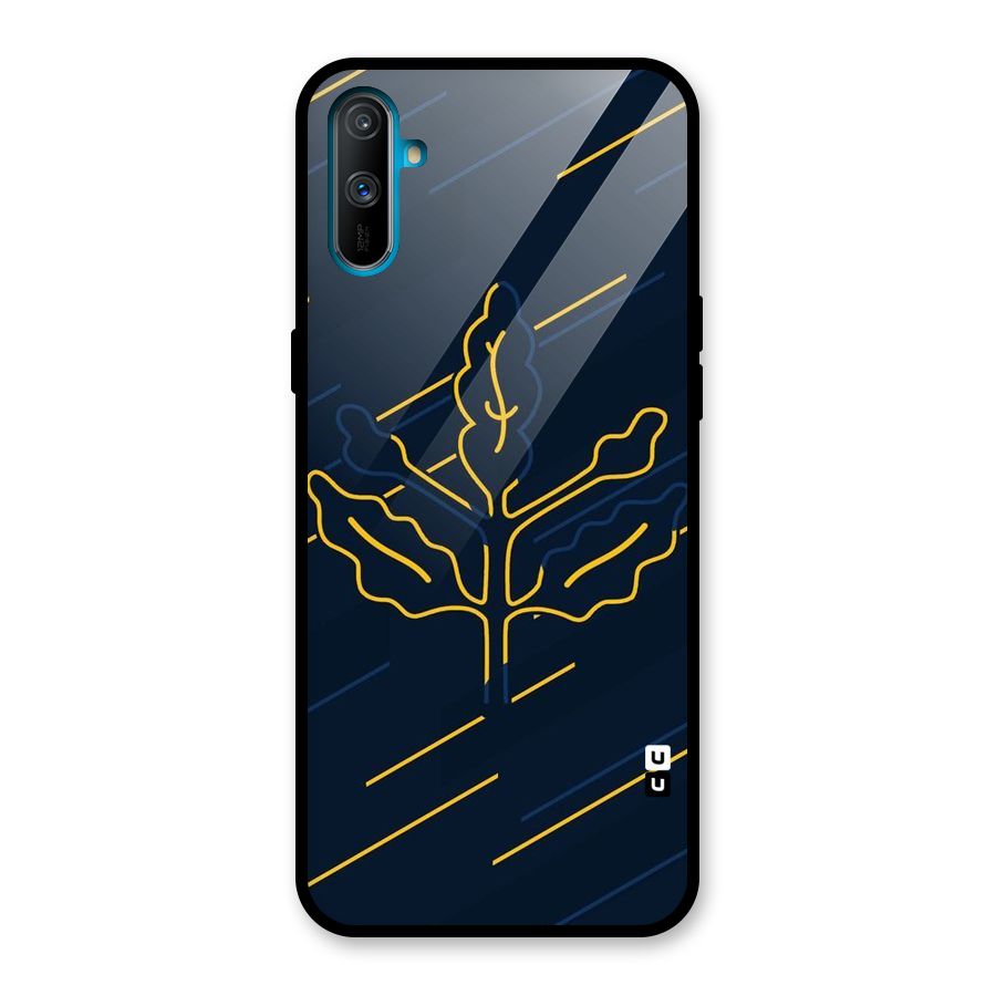 Yellow Leaf Line Glass Back Case for Realme C3