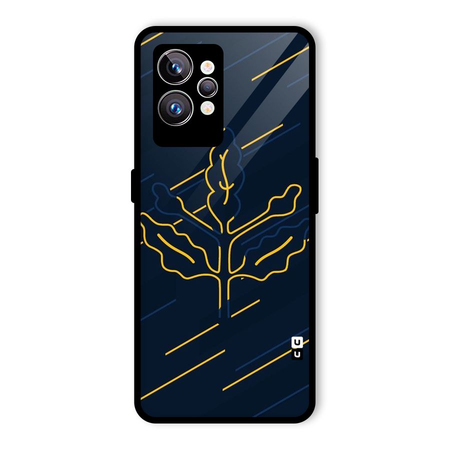 Yellow Leaf Line Glass Back Case for Realme GT2 Pro