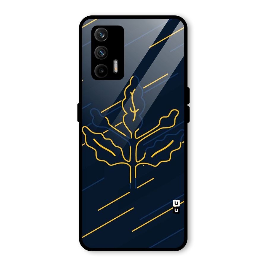 Yellow Leaf Line Glass Back Case for Realme GT 5G