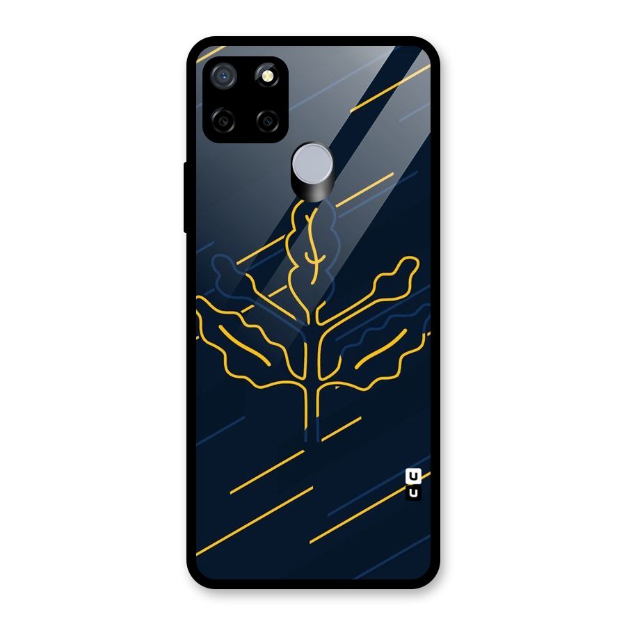 Yellow Leaf Line Glass Back Case for Realme Narzo 20
