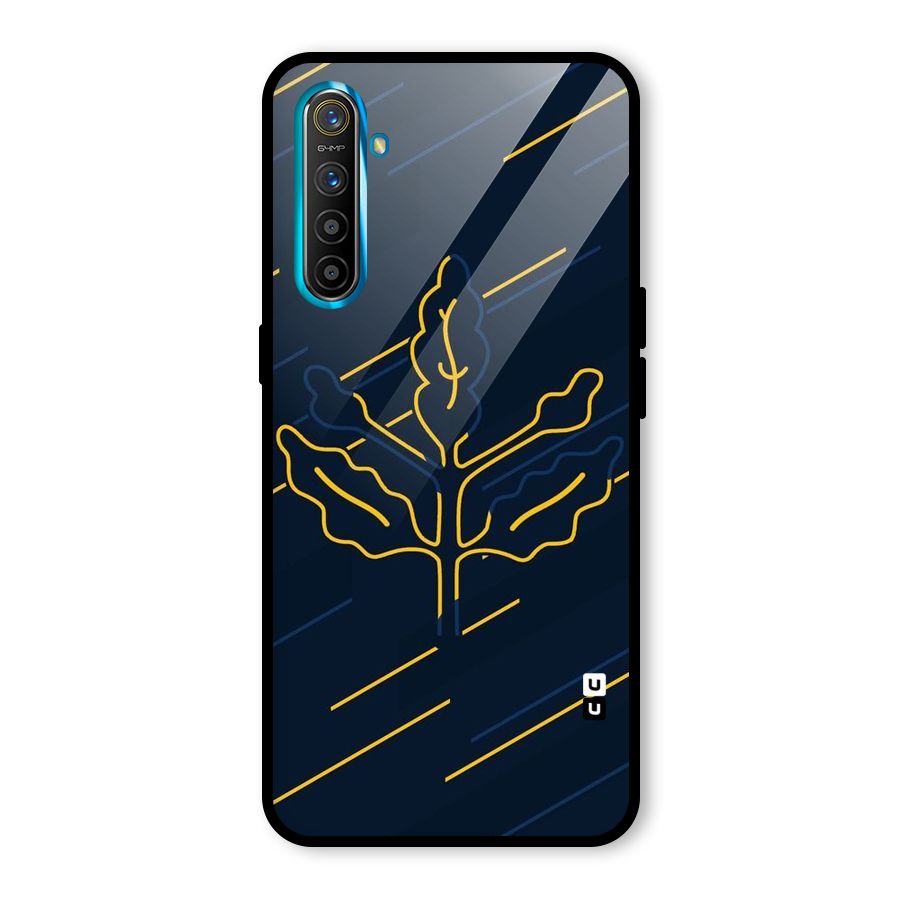 Yellow Leaf Line Glass Back Case for Realme X2