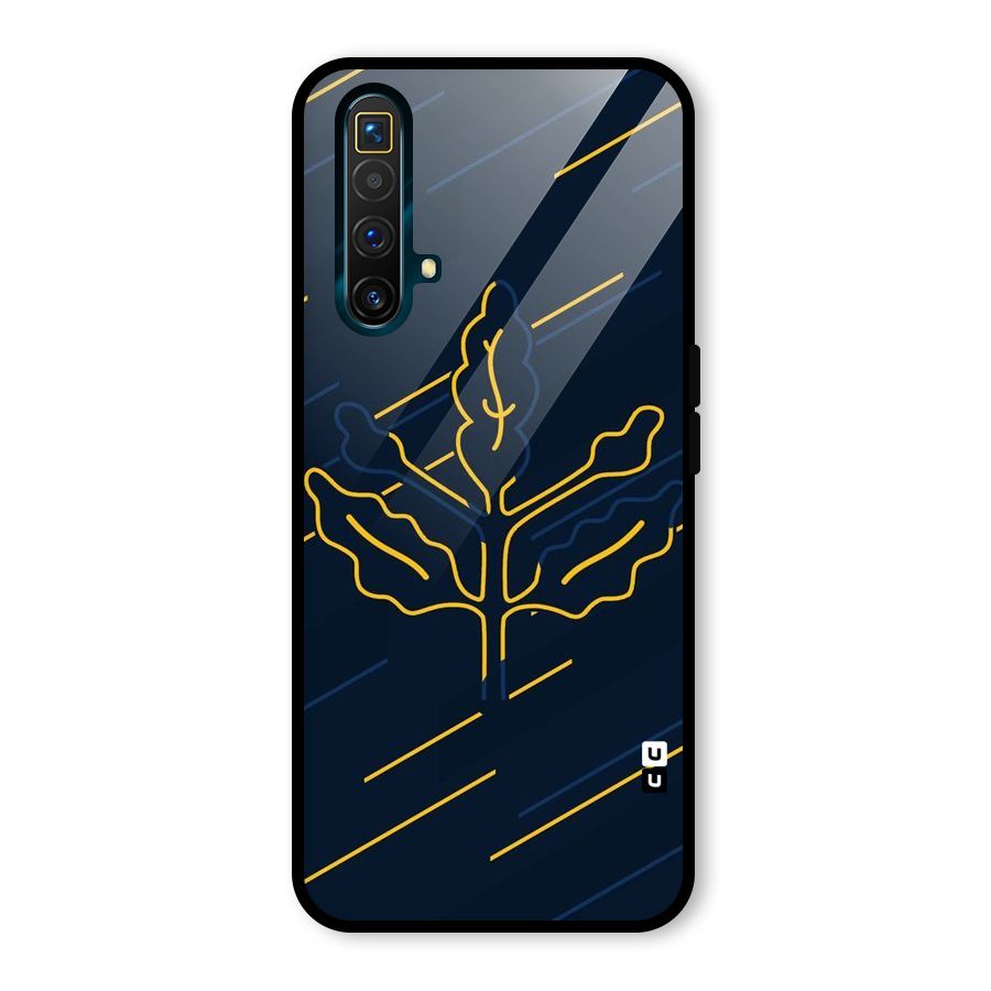 Yellow Leaf Line Glass Back Case for Realme X3