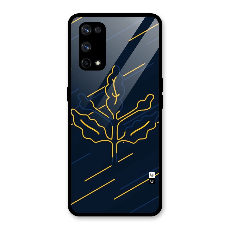 Yellow Leaf Line Glass Back Case for Realme X7 Pro