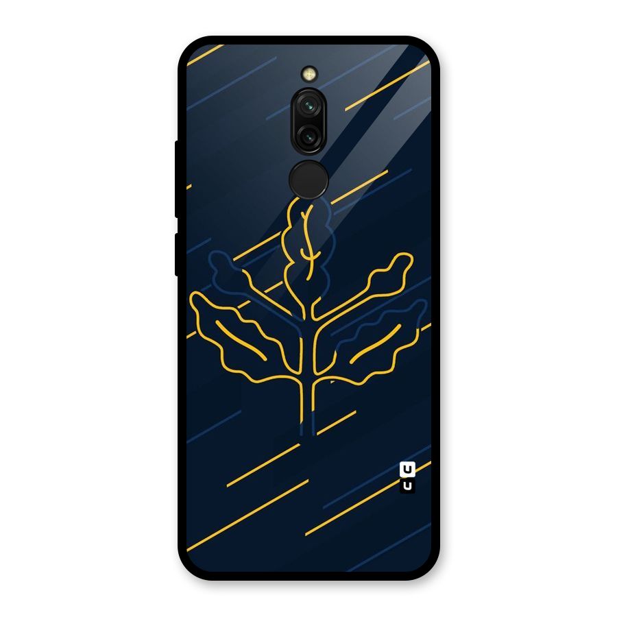 Yellow Leaf Line Glass Back Case for Redmi 8