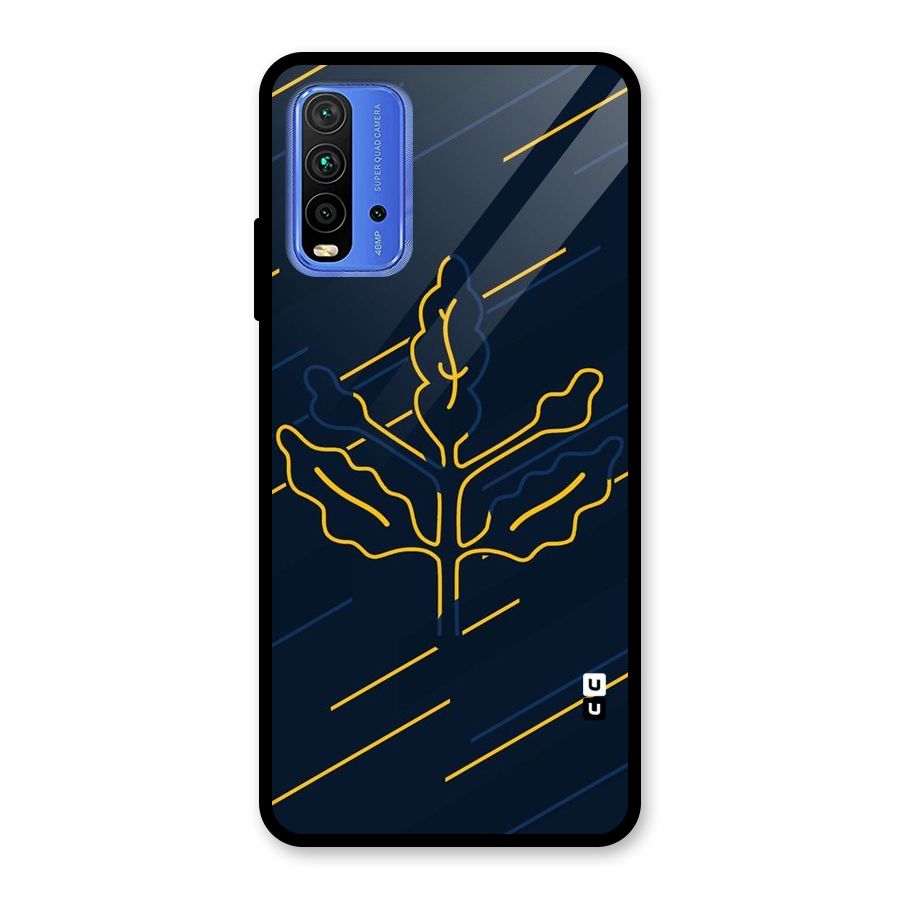 Yellow Leaf Line Glass Back Case for Redmi 9 Power