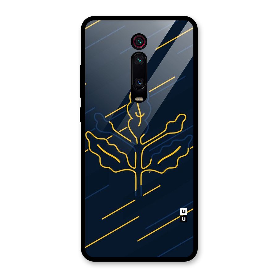 Yellow Leaf Line Glass Back Case for Redmi K20 Pro