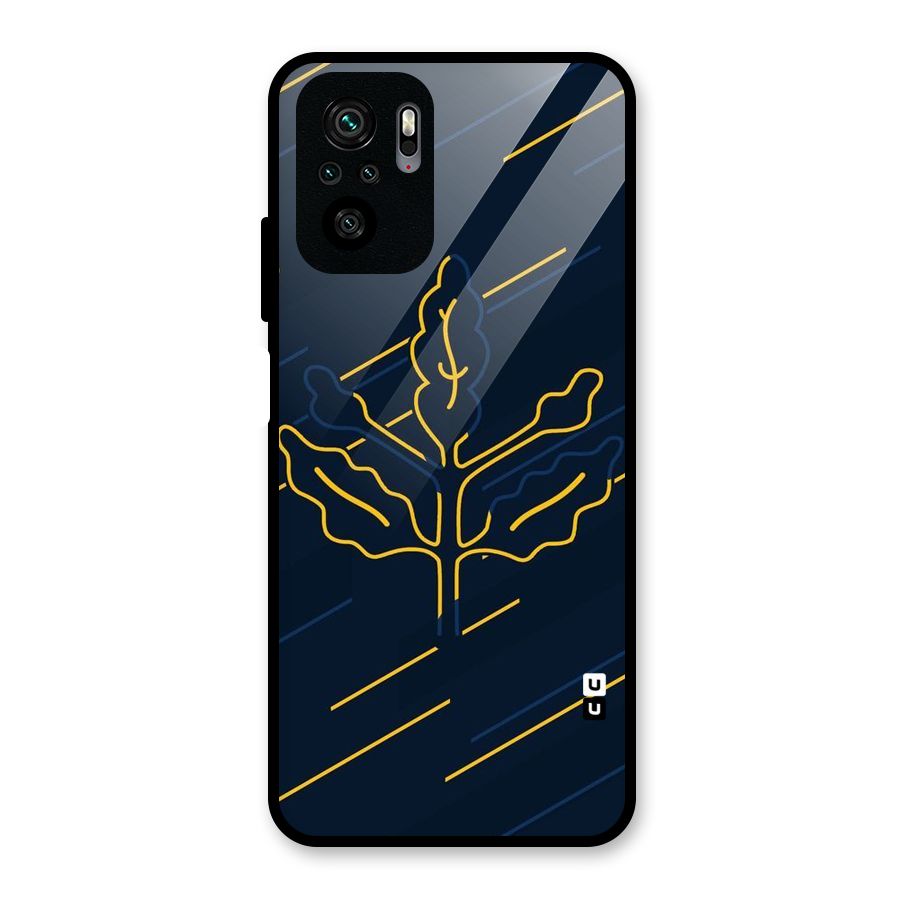 Yellow Leaf Line Glass Back Case for Redmi Note 10S