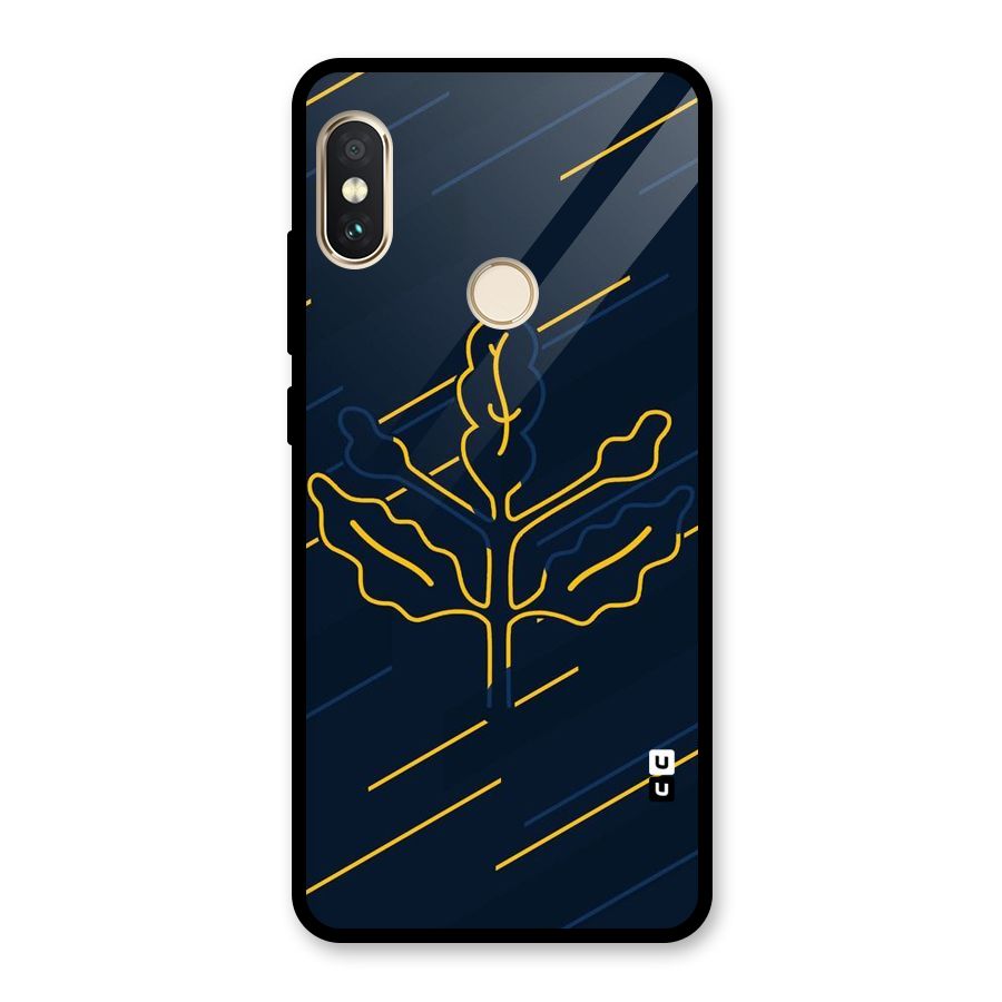 Yellow Leaf Line Glass Back Case for Redmi Note 5 Pro