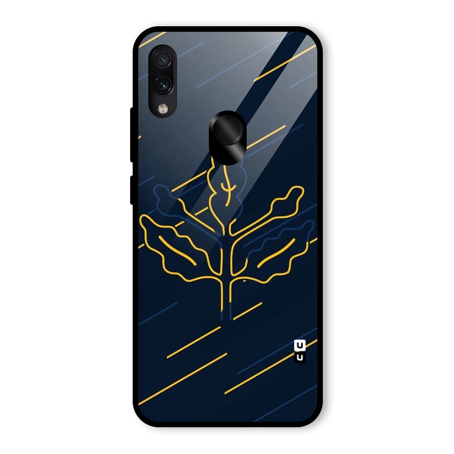 Yellow Leaf Line Glass Back Case for Redmi Note 7S