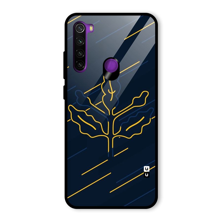 Yellow Leaf Line Glass Back Case for Redmi Note 8
