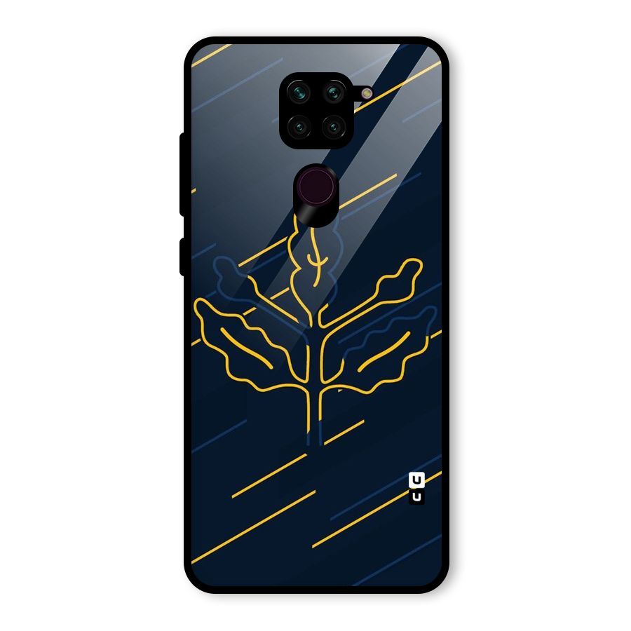 Yellow Leaf Line Glass Back Case for Redmi Note 9