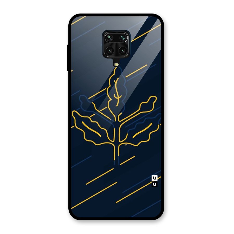 Yellow Leaf Line Glass Back Case for Redmi Note 9 Pro Max