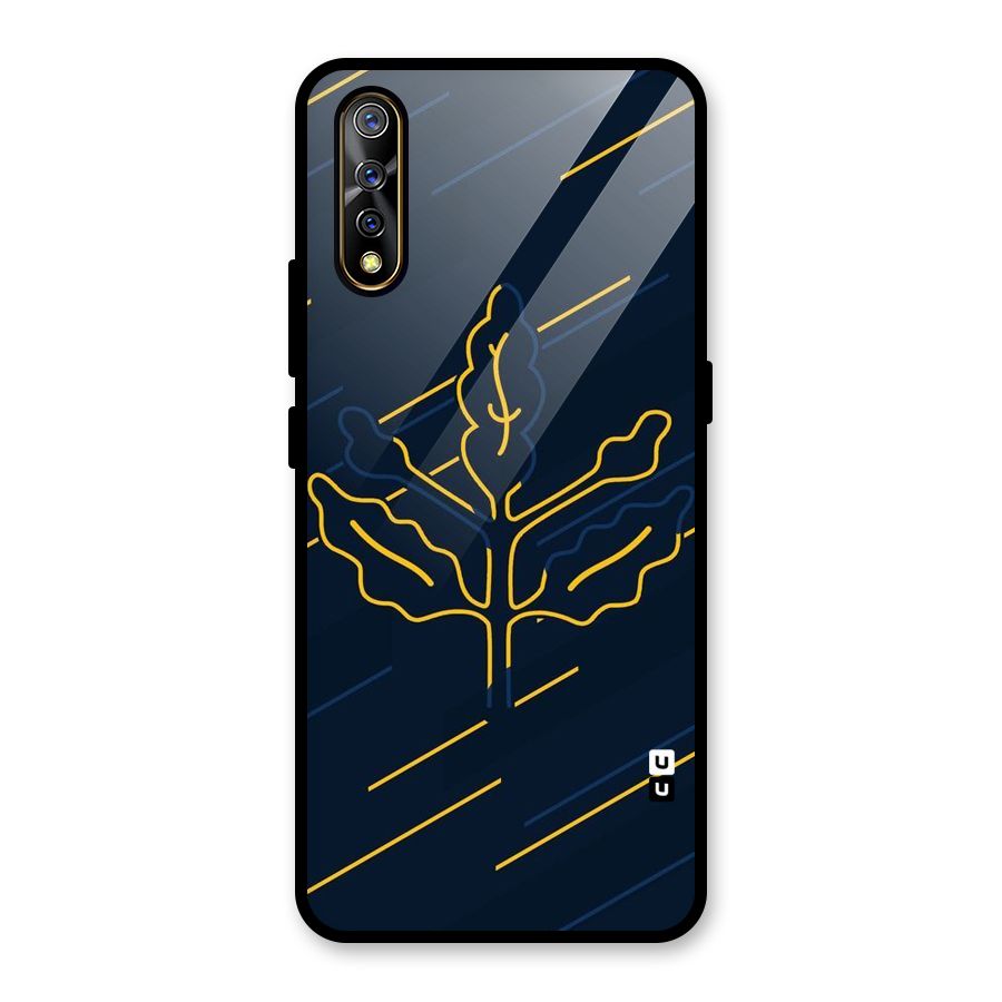 Yellow Leaf Line Glass Back Case for Vivo S1