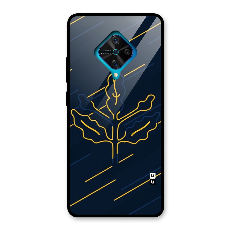 Yellow Leaf Line Glass Back Case for Vivo S1 Pro