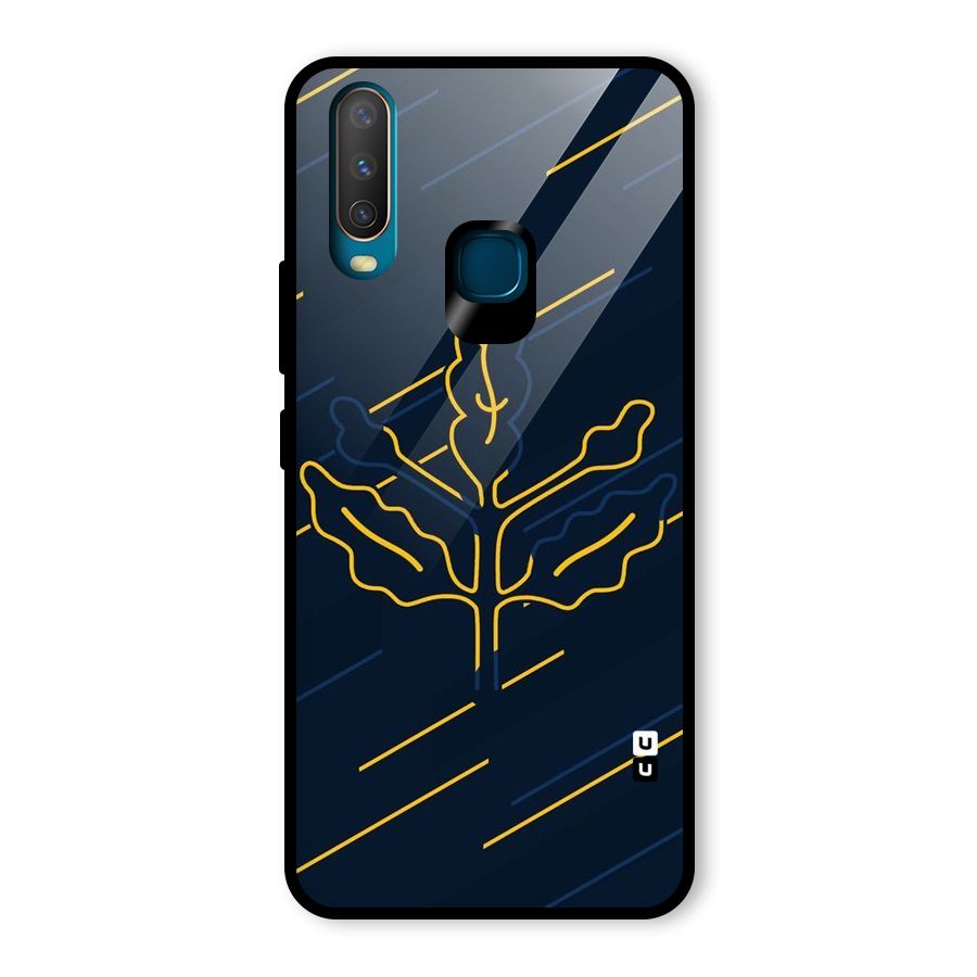 Yellow Leaf Line Glass Back Case for Vivo U10
