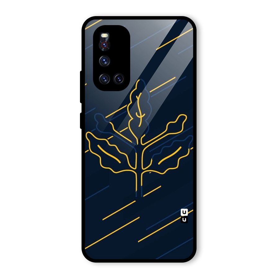 Yellow Leaf Line Glass Back Case for Vivo V19