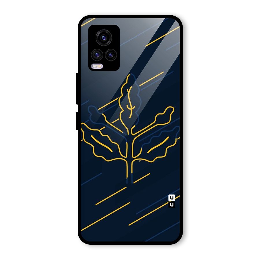 Yellow Leaf Line Glass Back Case for Vivo V20