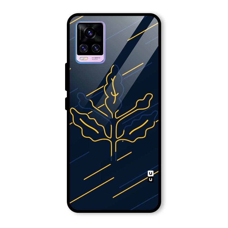 Yellow Leaf Line Glass Back Case for Vivo V20 Pro