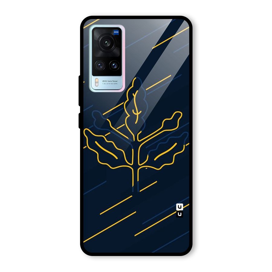 Yellow Leaf Line Glass Back Case for Vivo X60