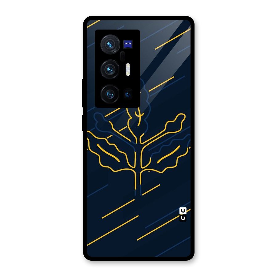 Yellow Leaf Line Glass Back Case for Vivo X70 Pro Plus
