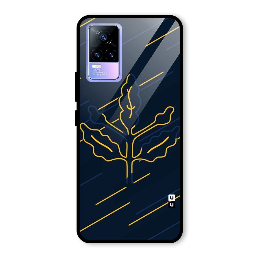 Yellow Leaf Line Glass Back Case for Vivo Y73