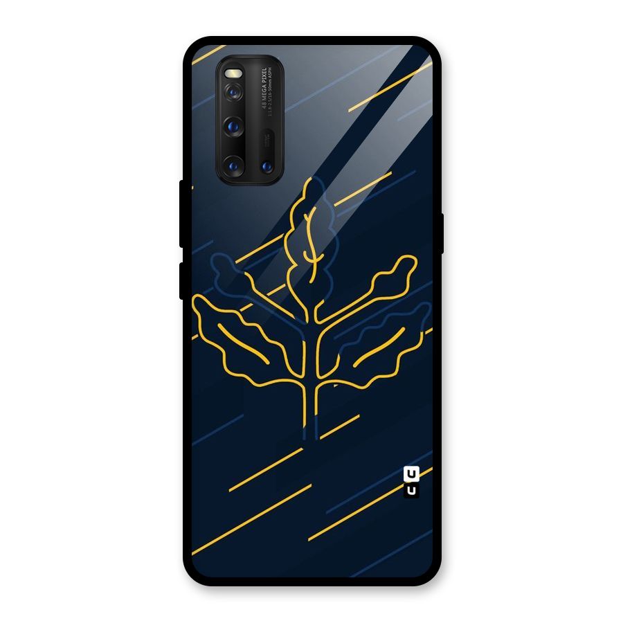 Yellow Leaf Line Glass Back Case for Vivo iQOO 3