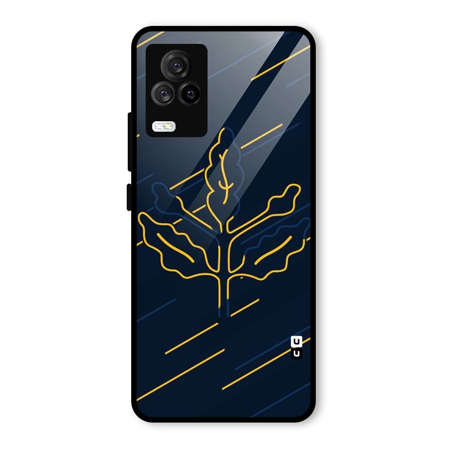 Yellow Leaf Line Glass Back Case for Vivo iQOO 7 Legend 5G
