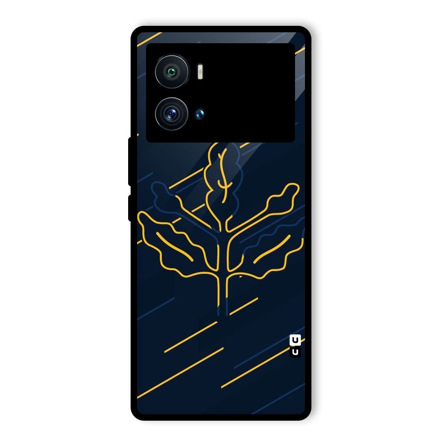 Yellow Leaf Line Glass Back Case for Vivo iQOO 9 Pro