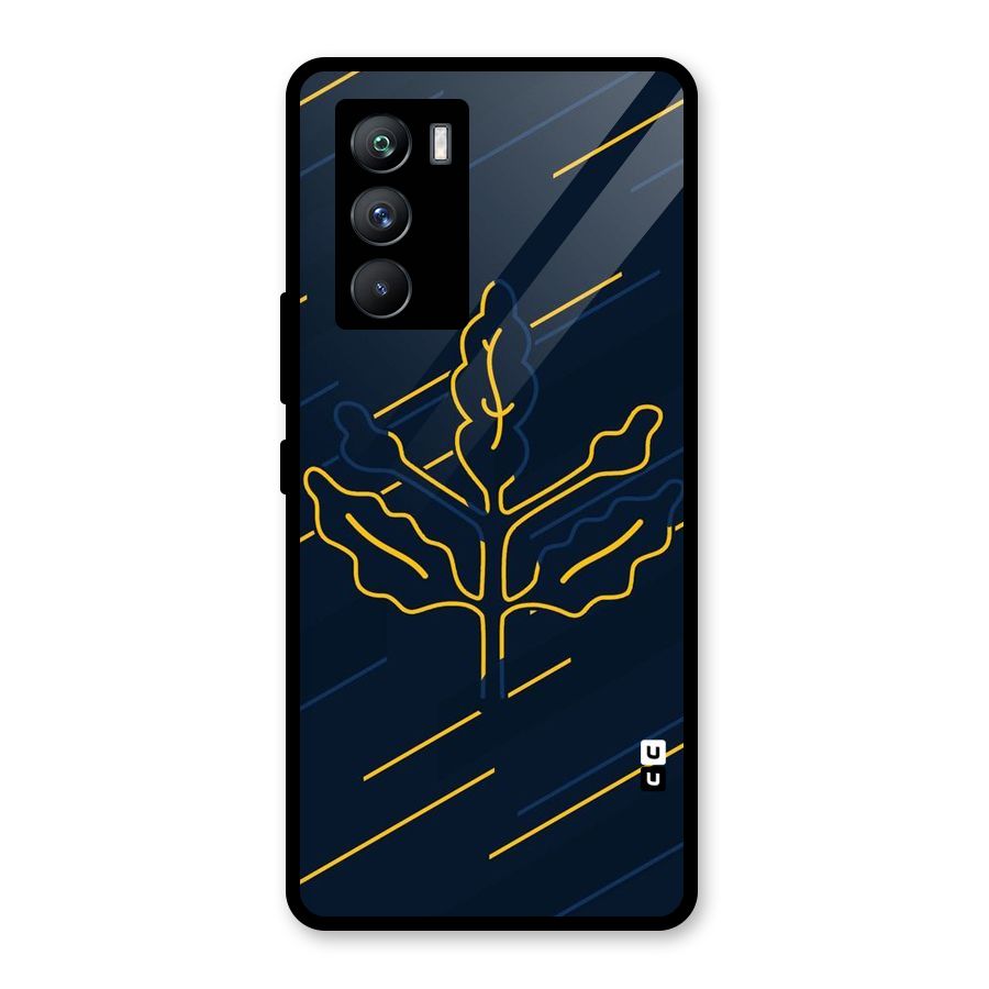 Yellow Leaf Line Glass Back Case for Vivo iQOO 9 SE