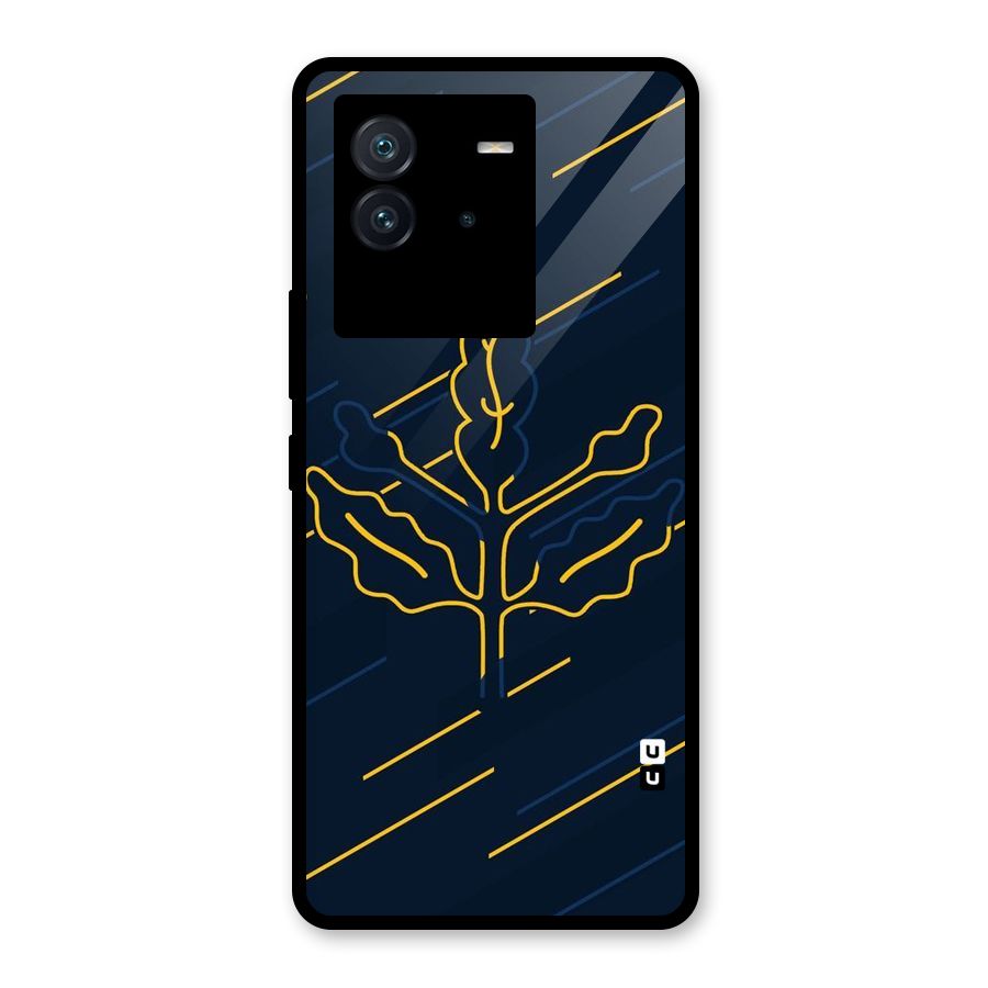 Yellow Leaf Line Glass Back Case for Vivo iQOO Neo 6 5G