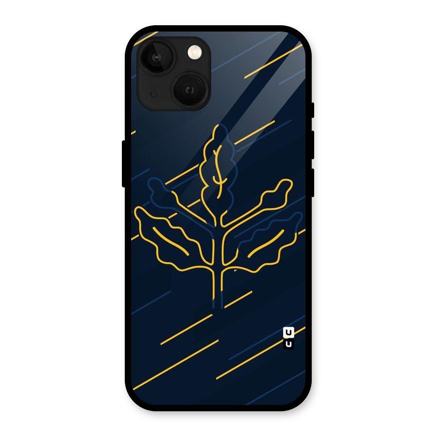 Yellow Leaf Line Glass Back Case for iPhone 13