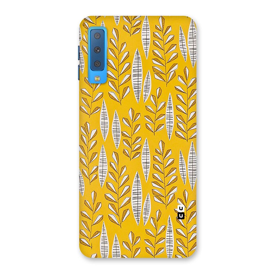 Yellow Leaf Pattern Back Case for Galaxy A7 (2018)