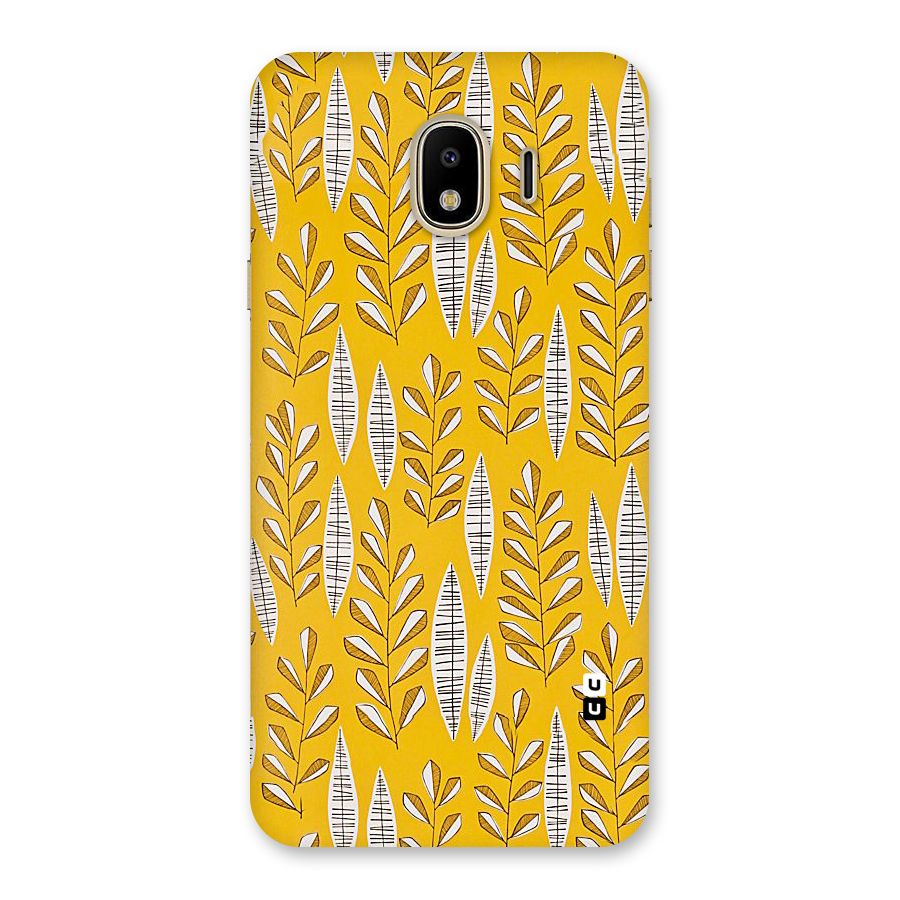 Yellow Leaf Pattern Back Case for Galaxy J4